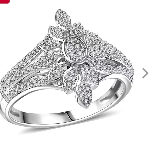 EverTrue White Diamond Accent Floral Ring in Platinum Bond - Picture 3 of 6